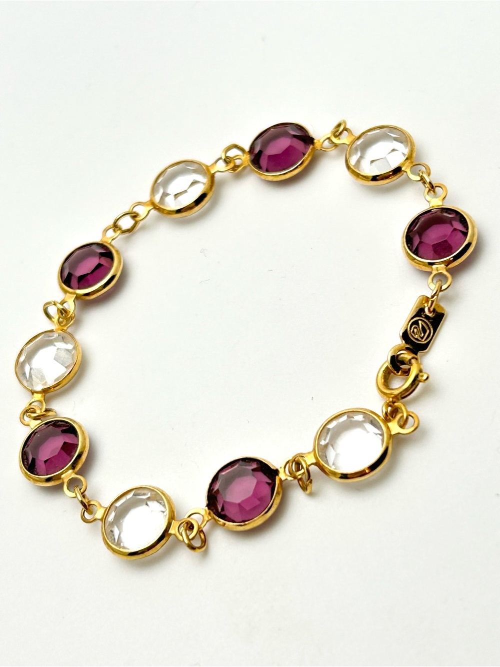 Swarovski Crystal Purple and Clear Bezel Bracelet